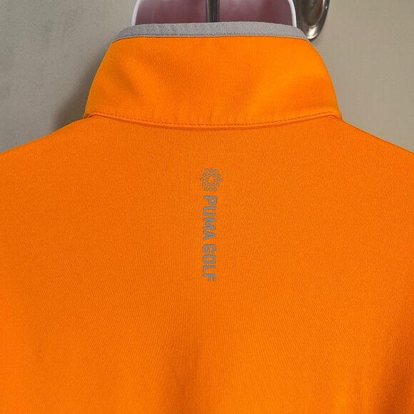 Puma Golf Men's bright orange w/ gray trim l/s Performance Jacket Large L EUC - Picture 1 of 8